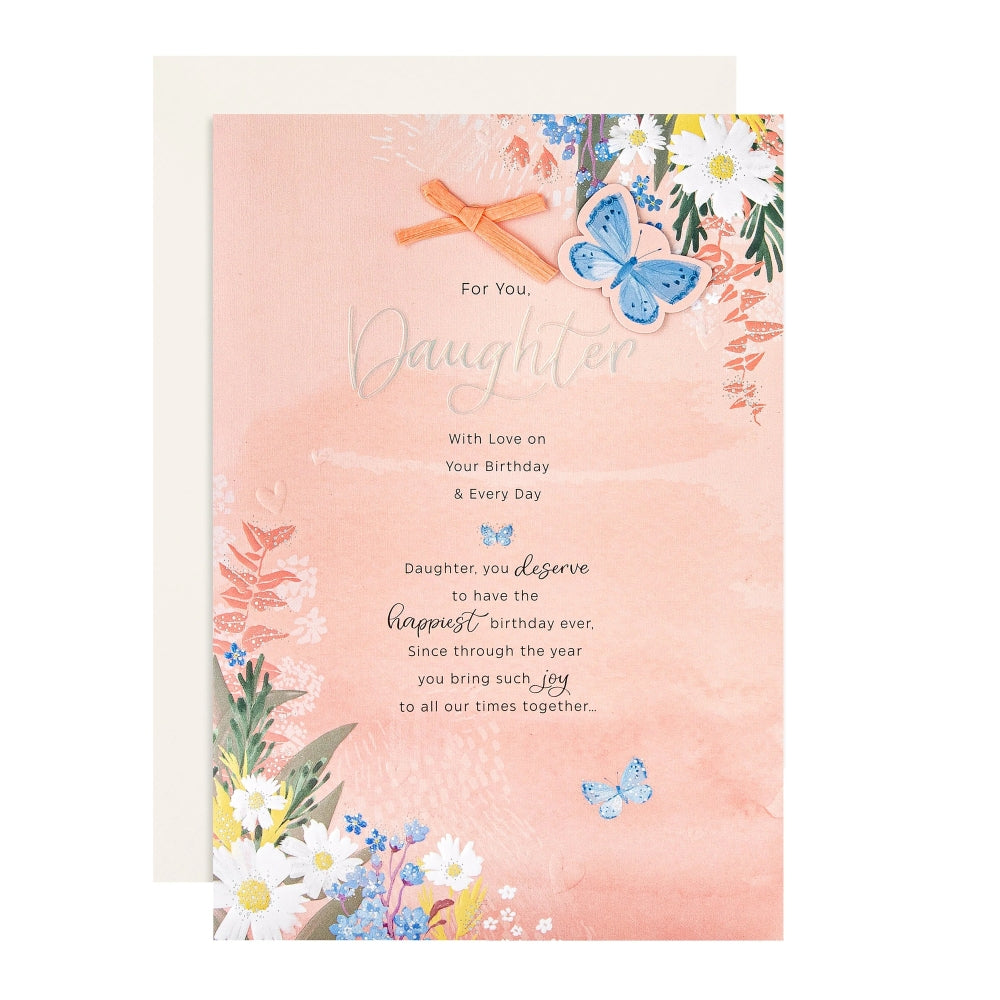 Pink Florals Design & Heartfelt Verse Daughter Birthday Card