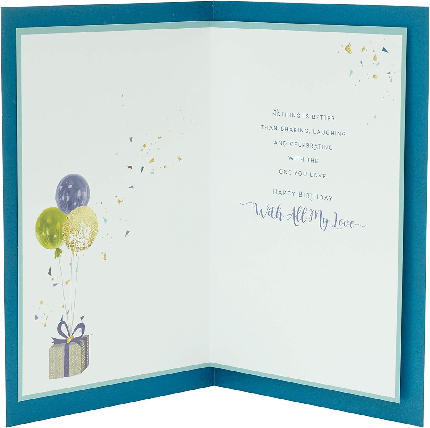Husband Birthday Card Contemporary Featuring Balloons Attached to Gifts 