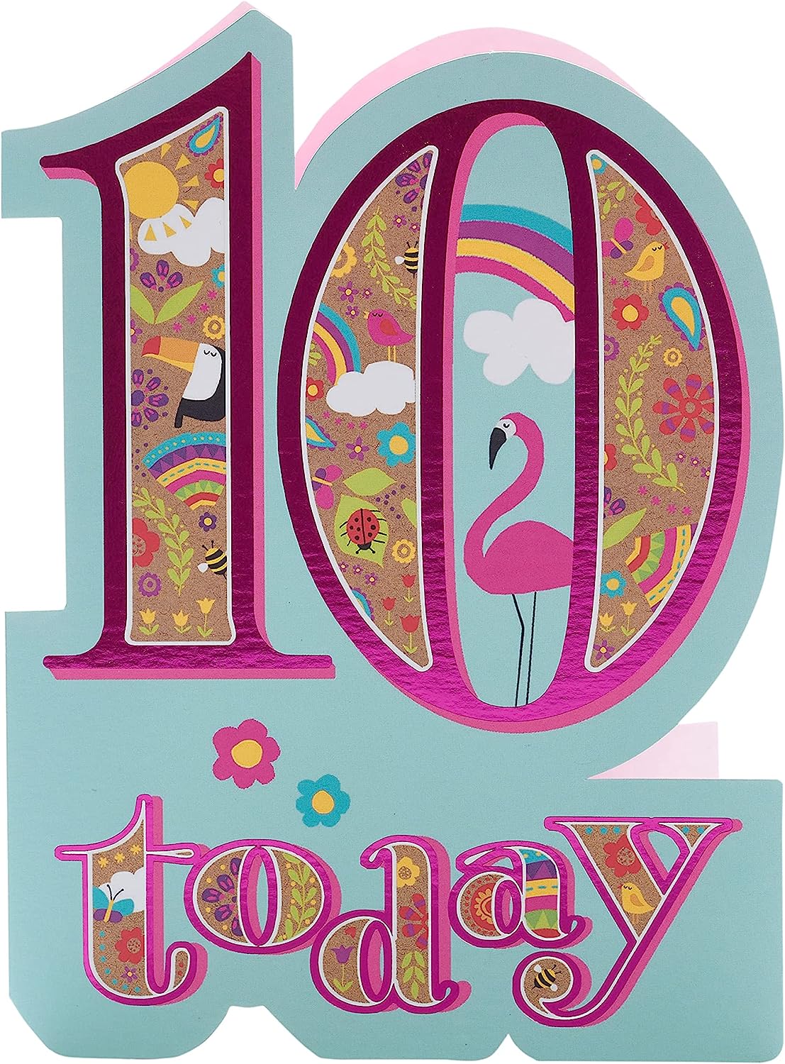 Bright Flamingo Design 10th Birthday Card