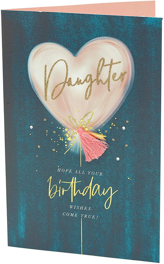 Daughter Birthday Card Contemporary Design with Pink Balloon 