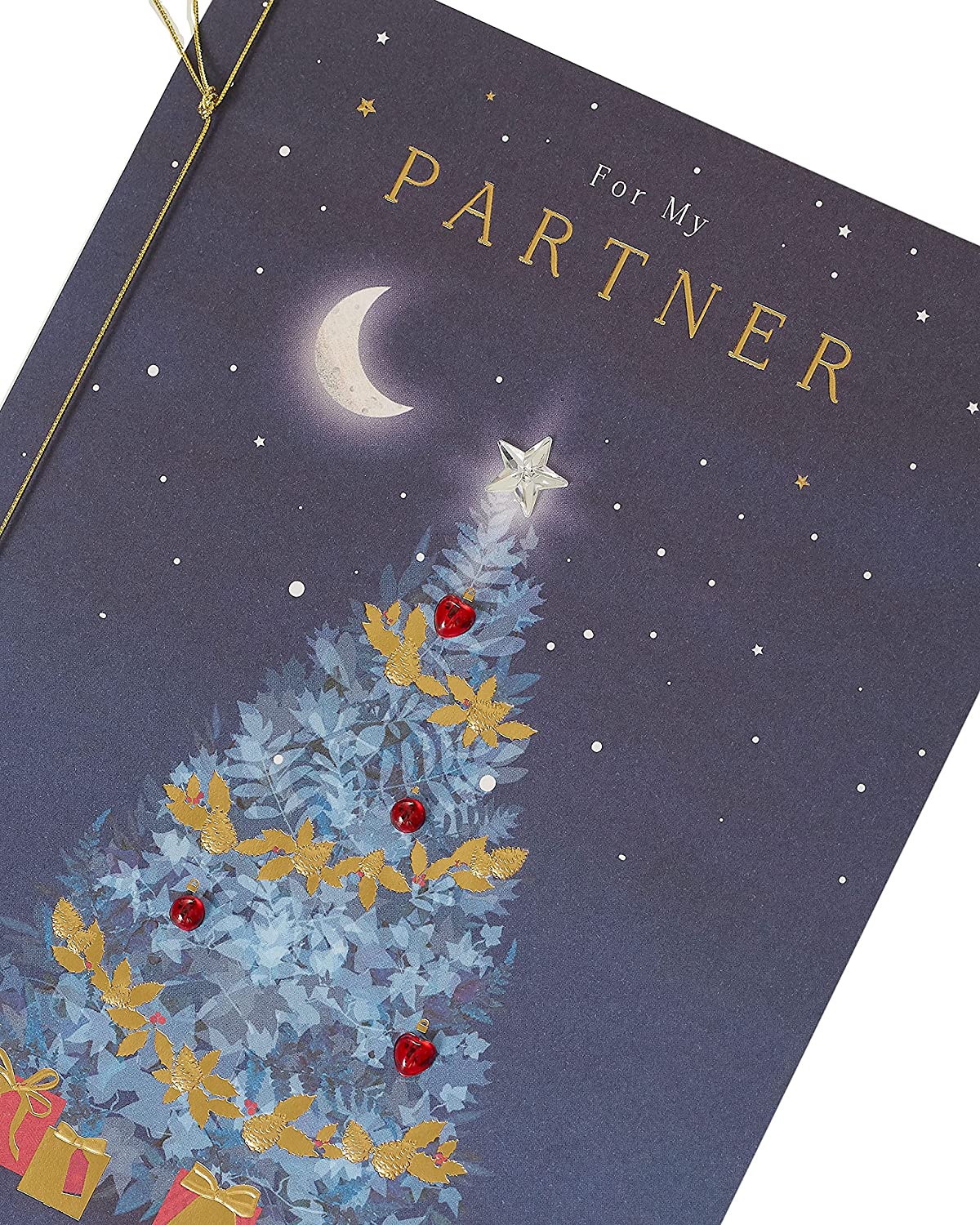 Partner Christmas Card Blue Christmas Tree Design 