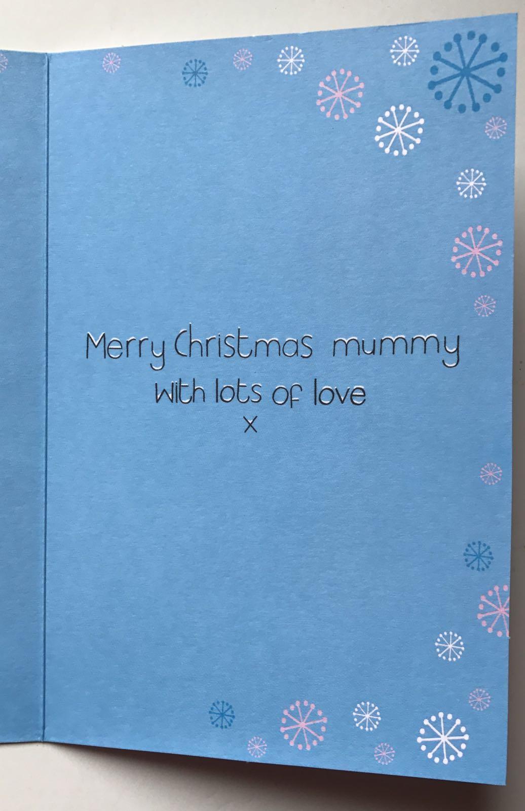 To my Mummy from your Little Soldier Christmas Card