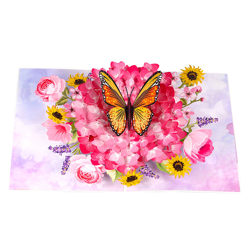 Butterfly Blossom Burst Carnation 3D Pop Up Greeting Card