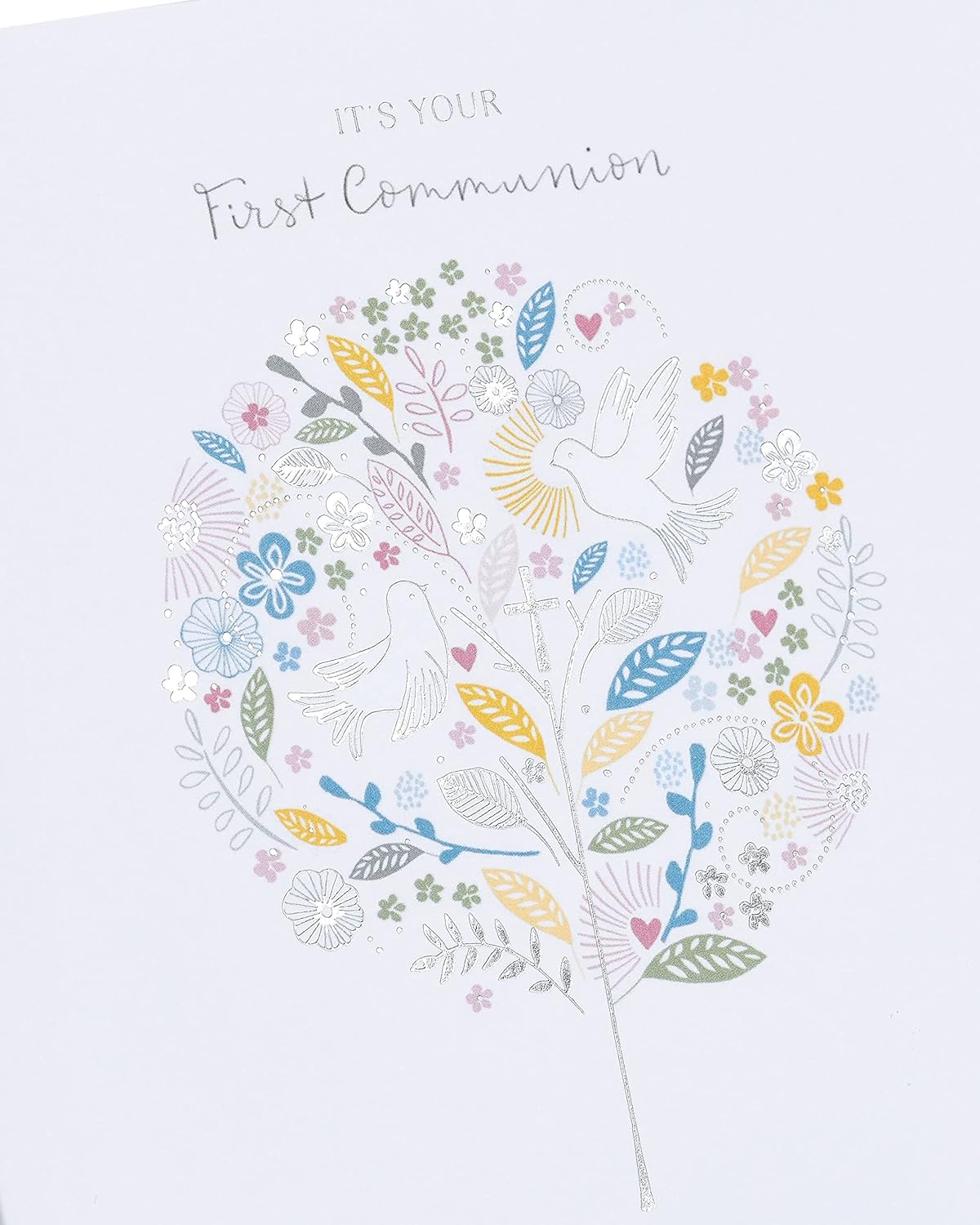 Floral Tree Design First Holy Communion Card