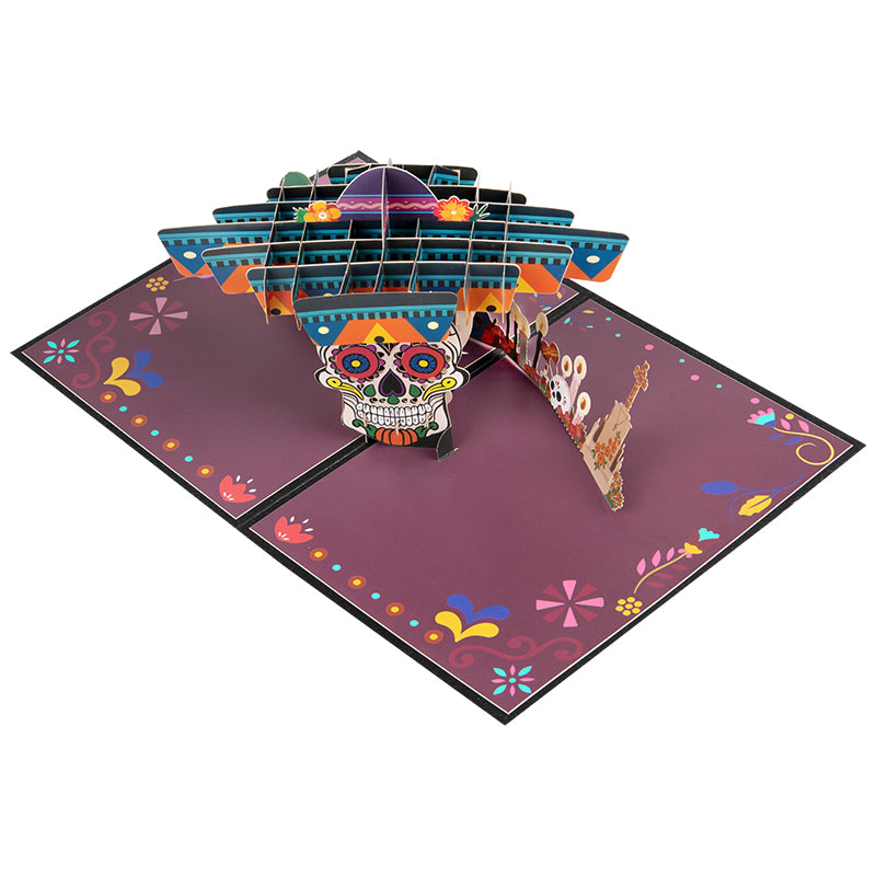 Dance of Spirits Sugar Skull Celebration 3D Pop Up Halloween Card