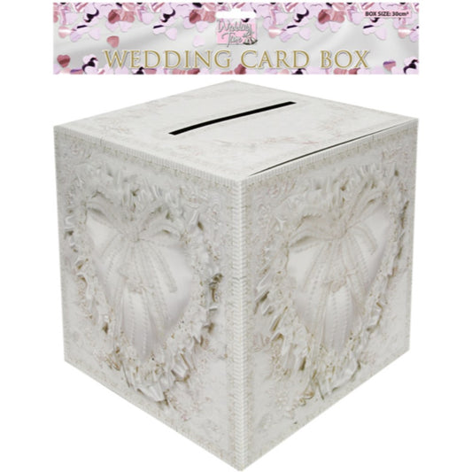 Wedding Card Box with White Heart Design 30cm x 30cm