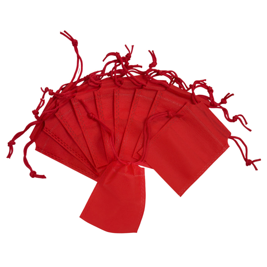 Pack of 50 Red Coloured 12x9cm Non-Woven Drawstring Bags