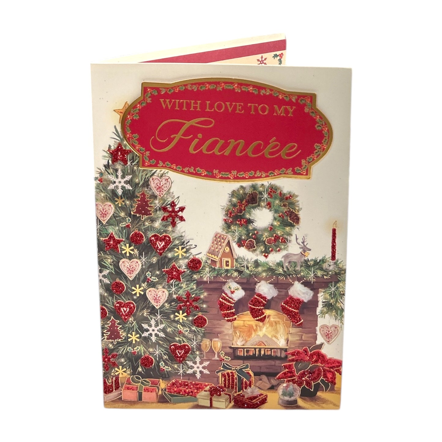 With Love To My Fiancee Amazing Decorated Room Design Christmas Card