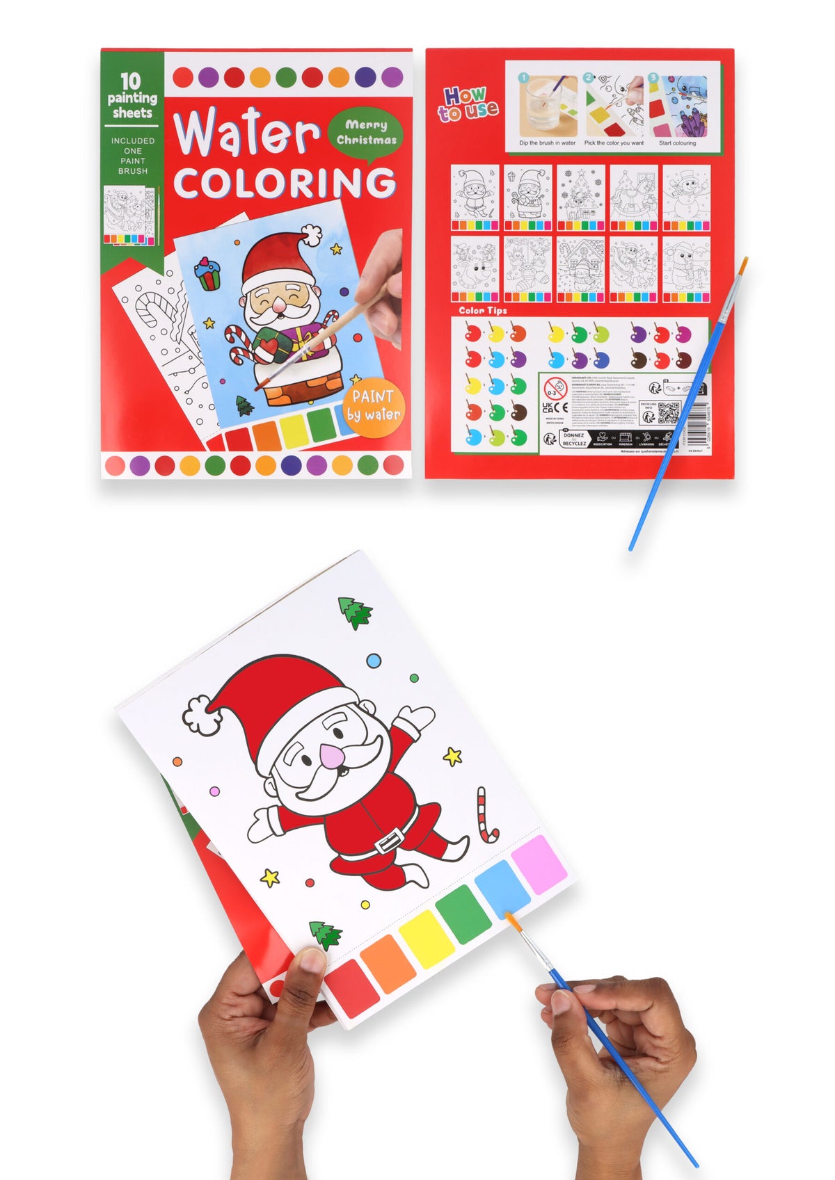 Pack of 6 Christmas Water Colouring Set (21cm x 15cm)