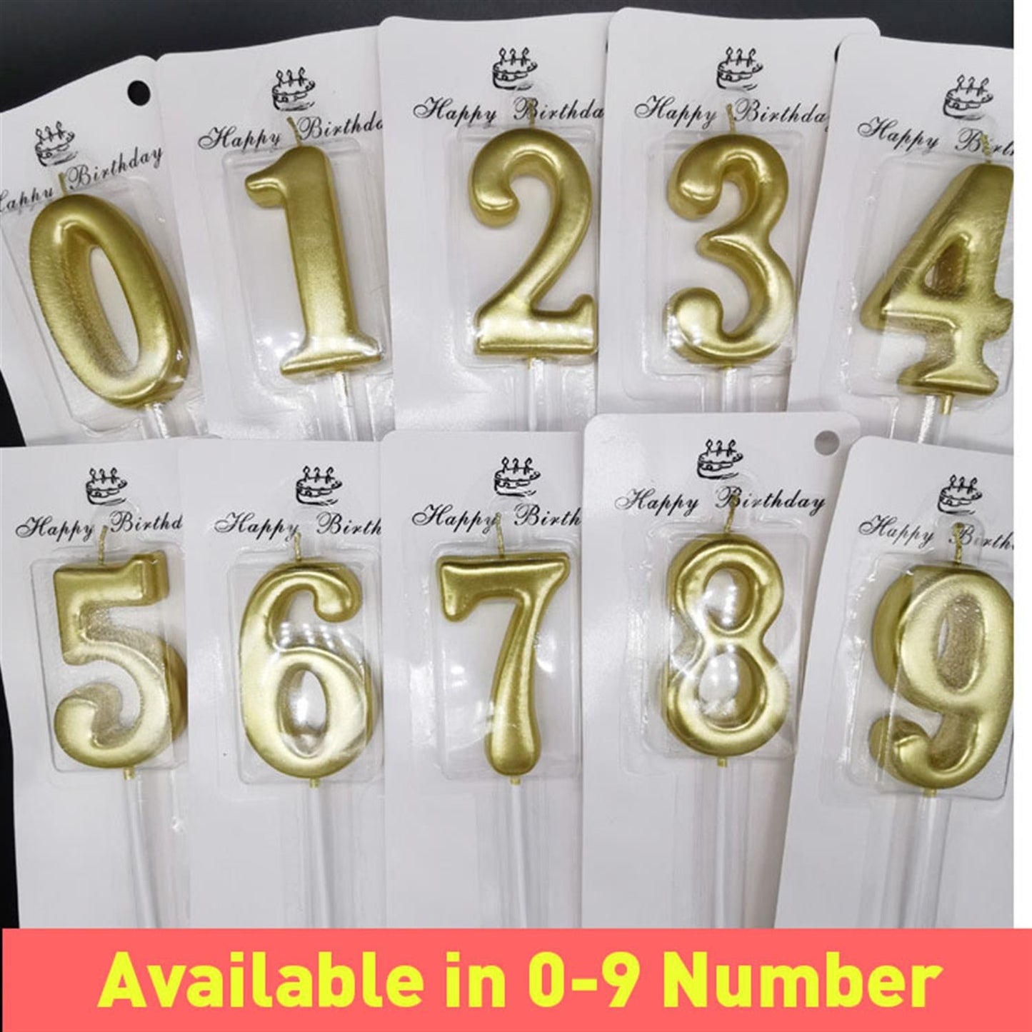 8 Number Gold-Plated Candle For Birthday Party