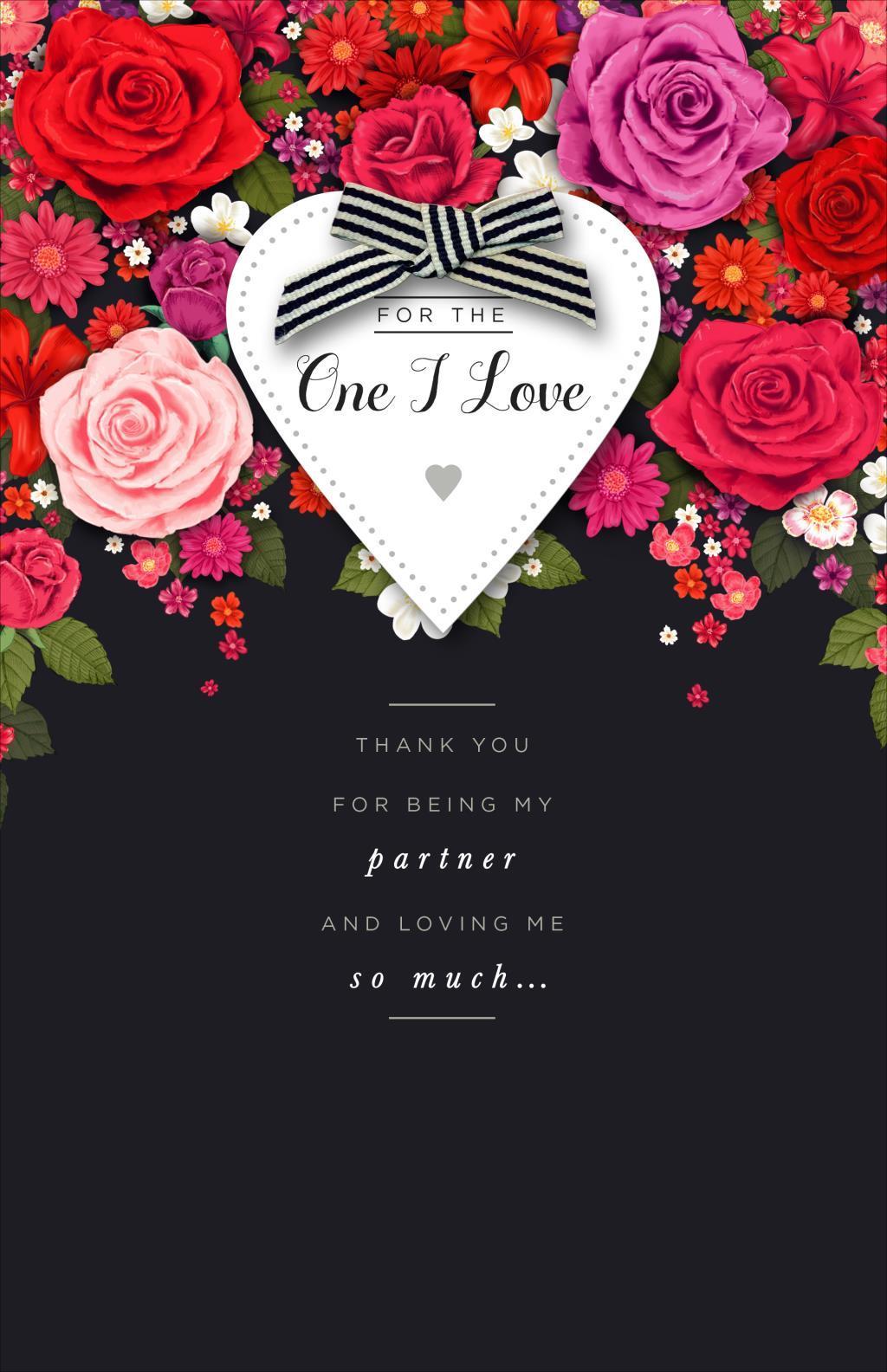 One I Love Floral & Black Luxury Valentine's Day Card
