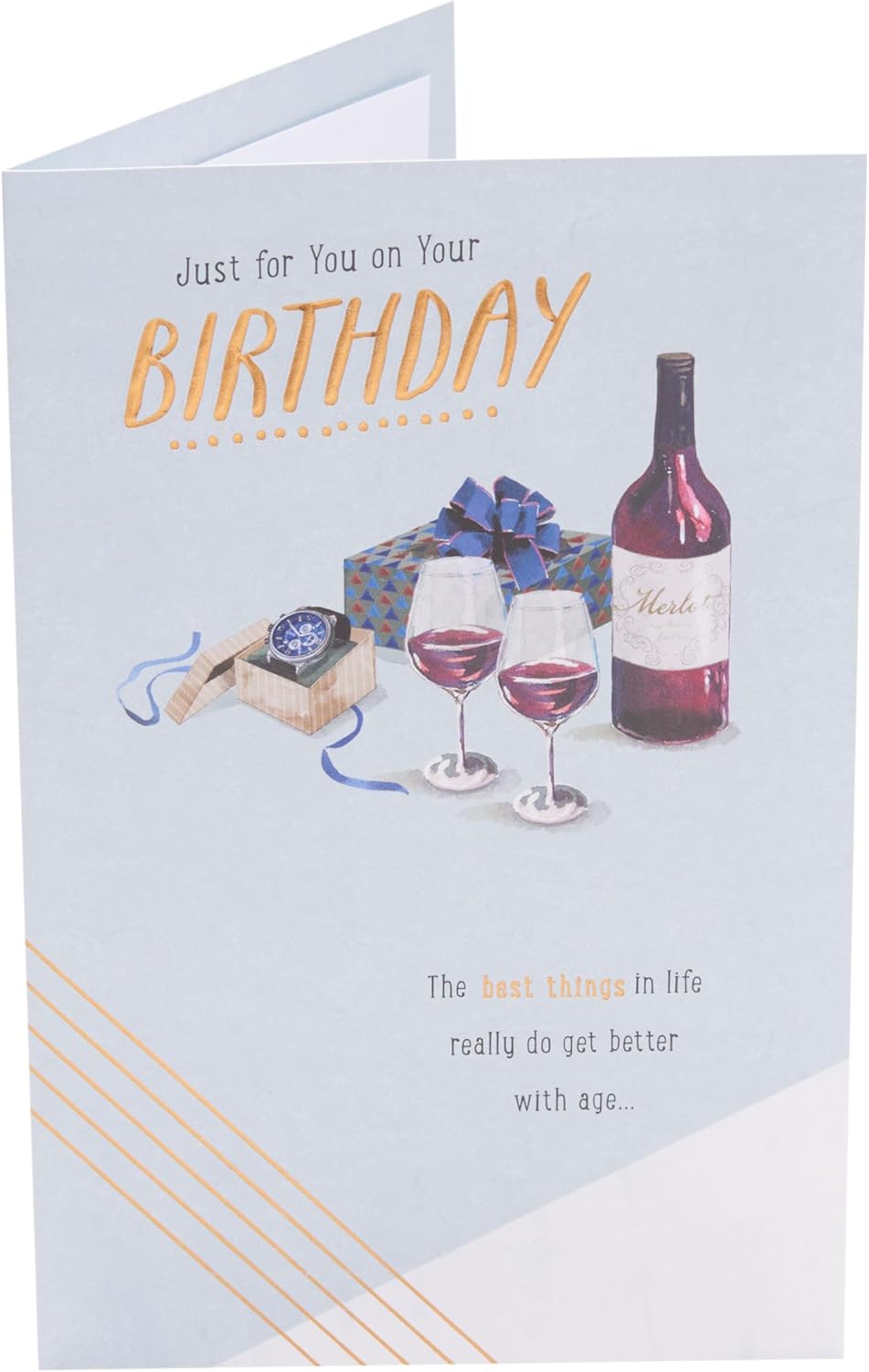 Watch & Wine Design Birthday Card