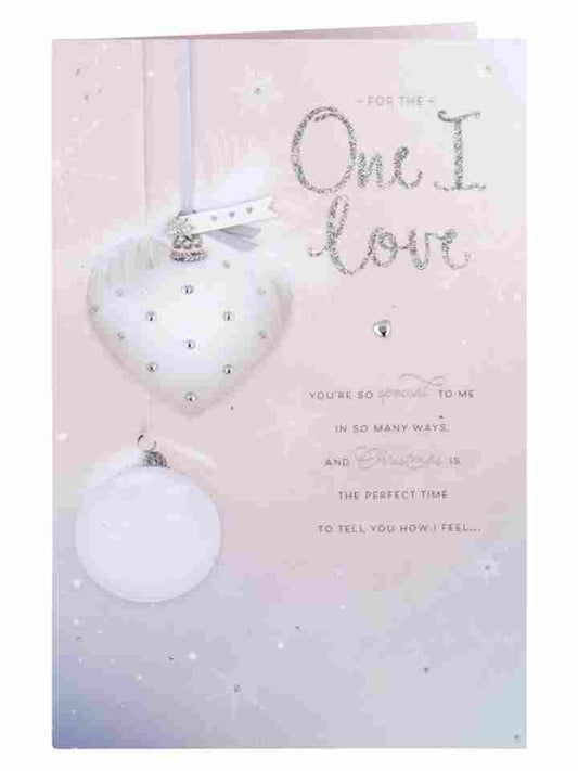 One I Love Christmas Card Soft Baubles 