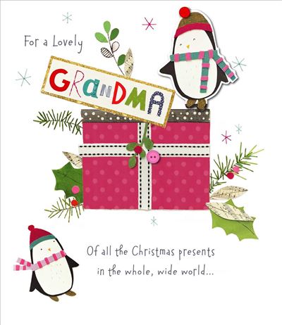 For A Lovely Grandma Gift Box Design Hand Finished Christmas Card 