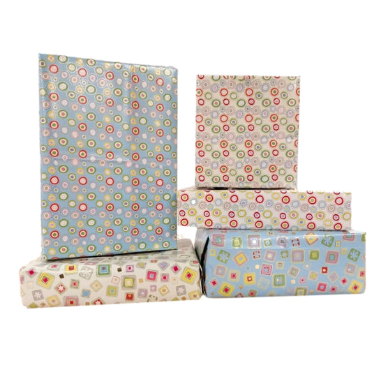 10 Sheets of Luxury Shapes Design Gift Wrap and Tags - New Born Baby, Birthday, Christening, Christmas etc