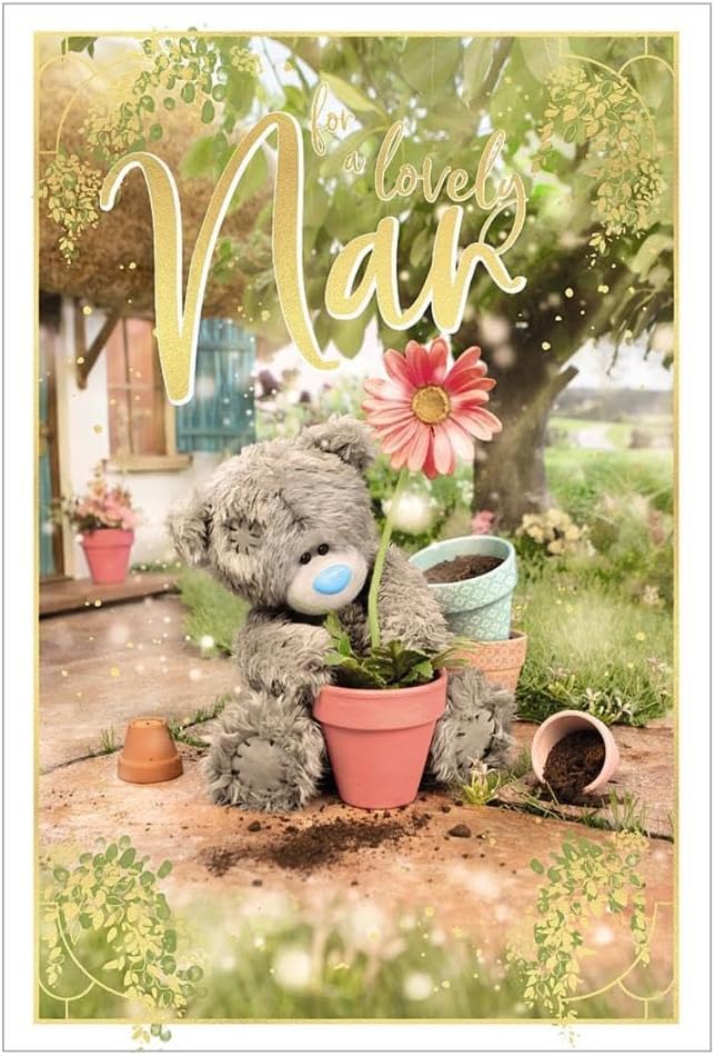 For A Lovely Nan Bear Planting Flower Photo Finish Mother's Day Card