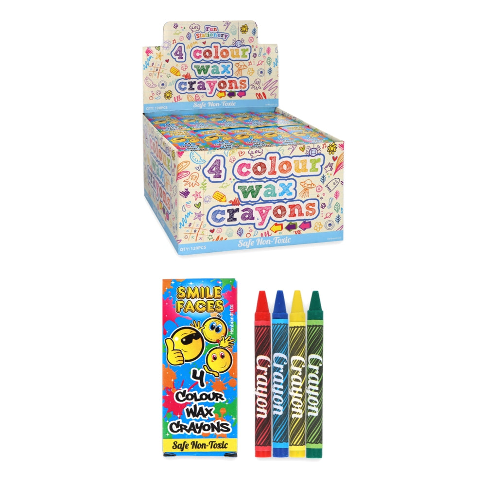24 Packs of 4 Colour Smile Wax Crayons