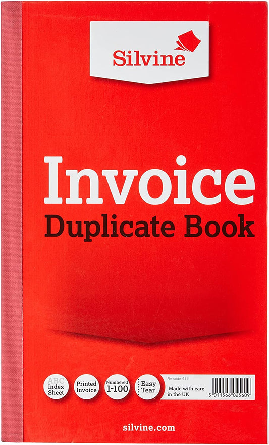 Silvine Duplicate Invoice Book 210 x 127mm