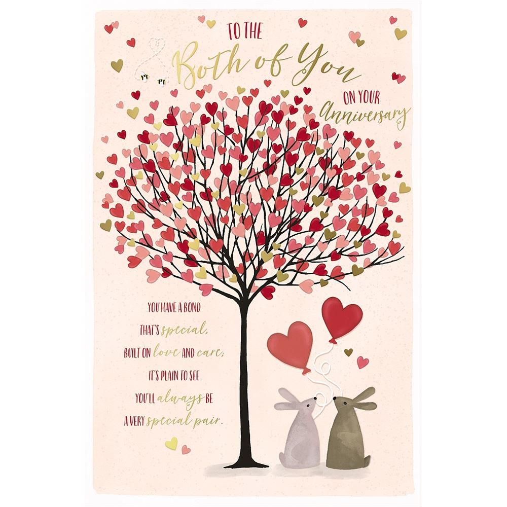 Romantic Bunny Illustration Anniversary Card to Both of You