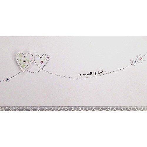 Silver Stitched Hearts Wedding Money Wallet Gift Present Card