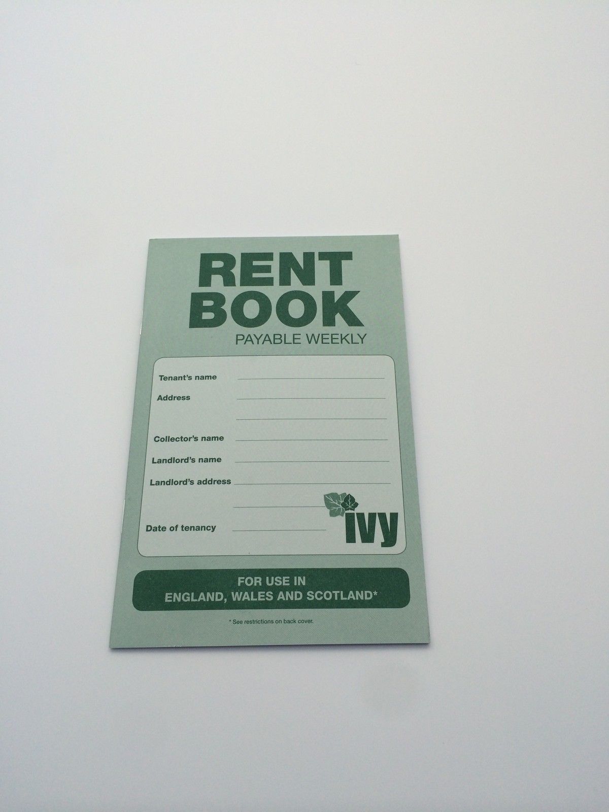 Rent Book For Use in England, Wales & Scotland