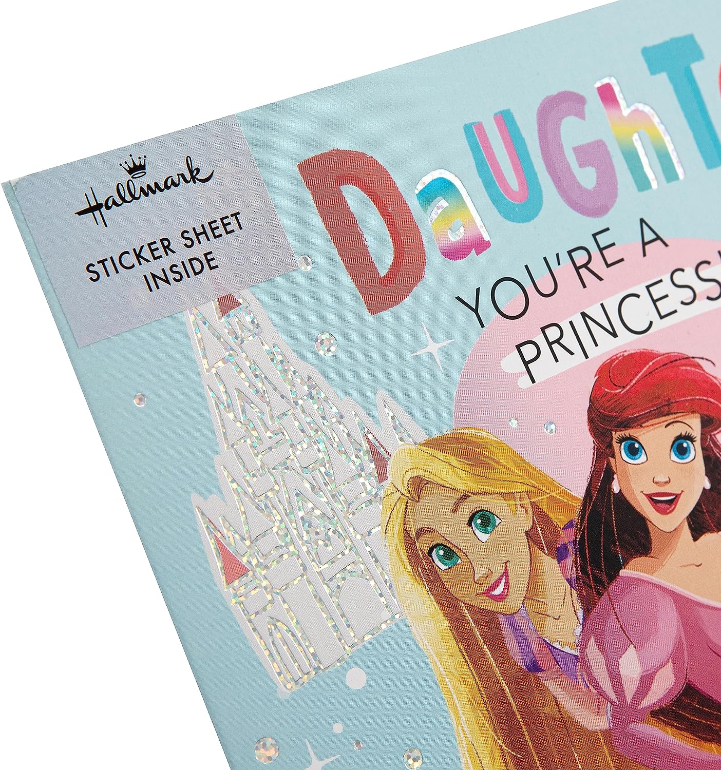 Disney Princess Design Daughter Birthday Card with Sticker Sheet