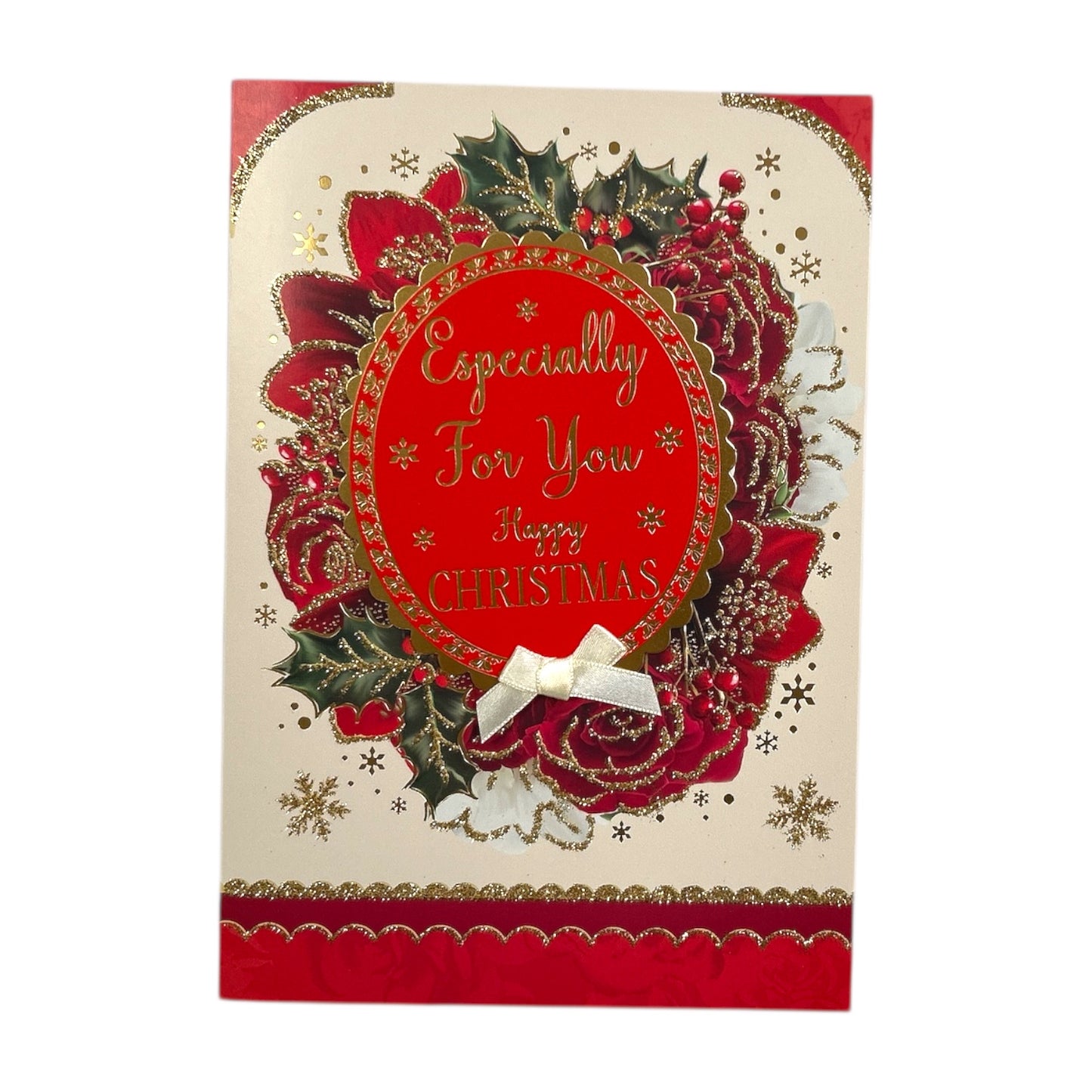 Especially For You Flower Frame Design Open Christmas Card
