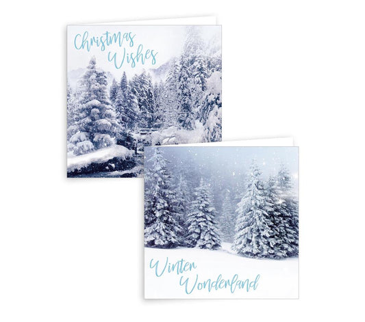 Pack of 10 Winter Scene Design Square Christmas Cards