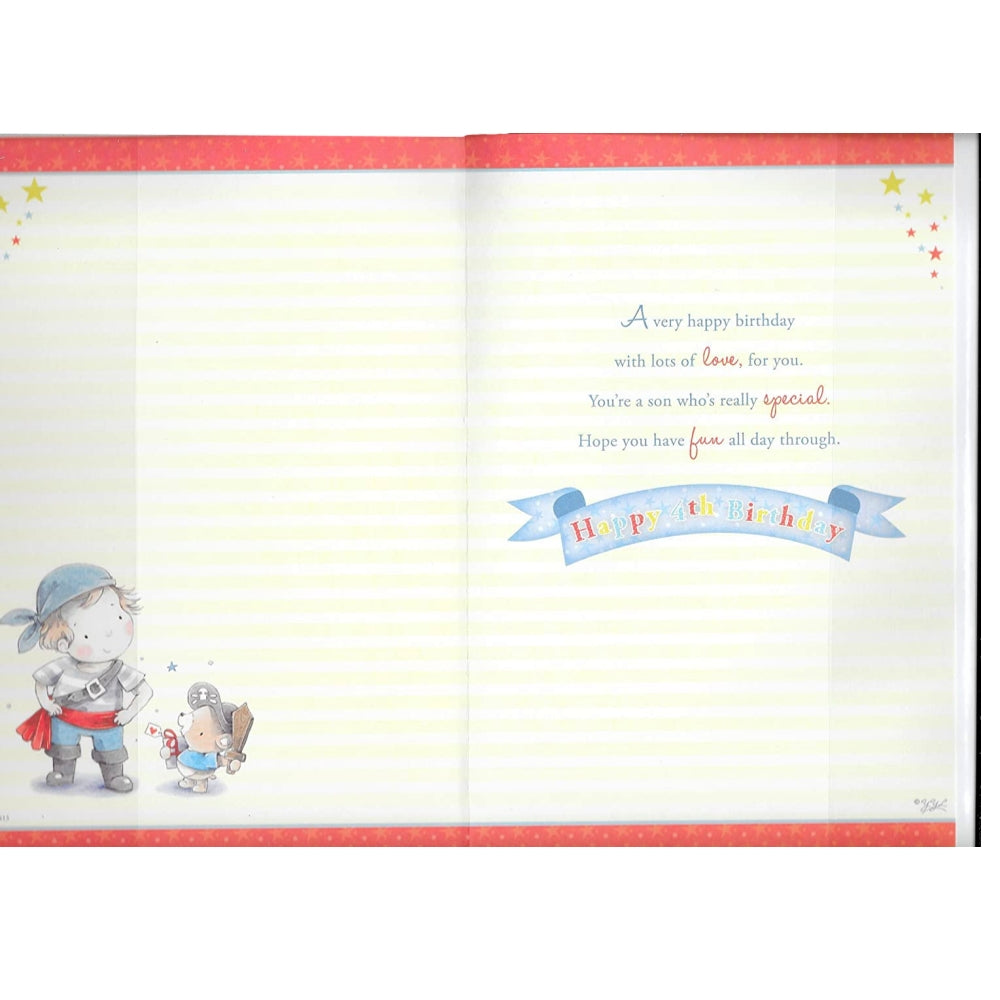 Today You're 4 Little Boy Pirate Theme Son Candy Club Birthday Card