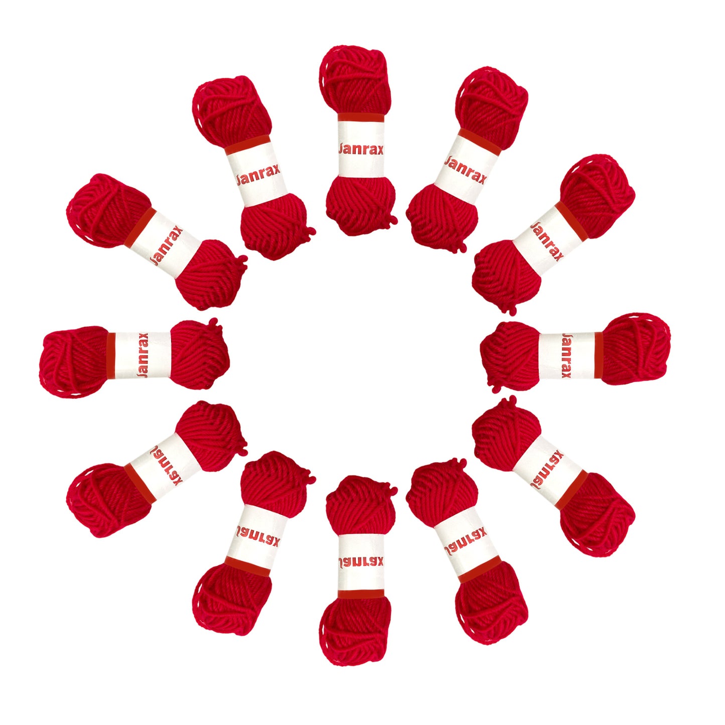 Pack of 20 Red Acrylic Yarn Rolls – 10g each, 4 Strand 8 Ply Knitting Wool