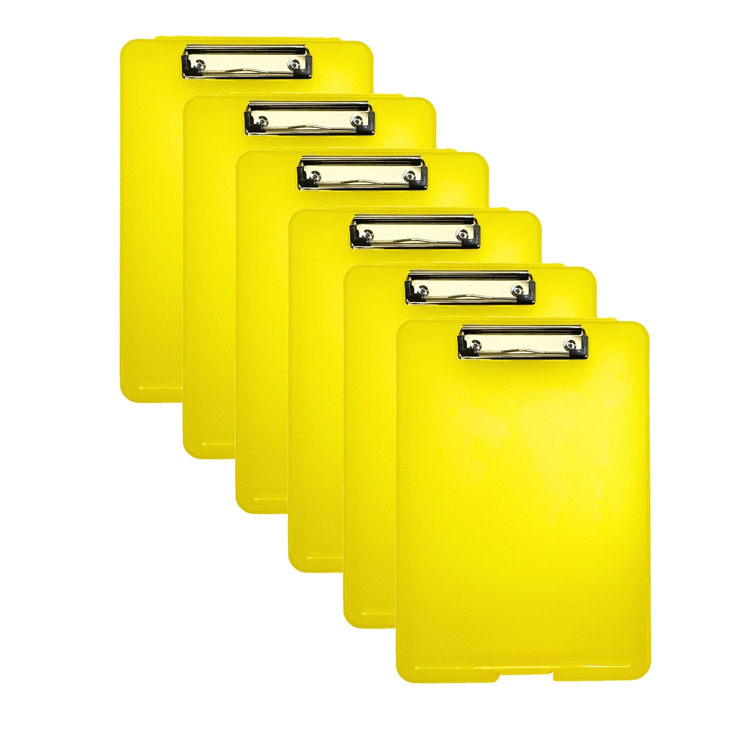 Pack of 6 A4 Yellow Clipboard Box Files - Storage Filing Case