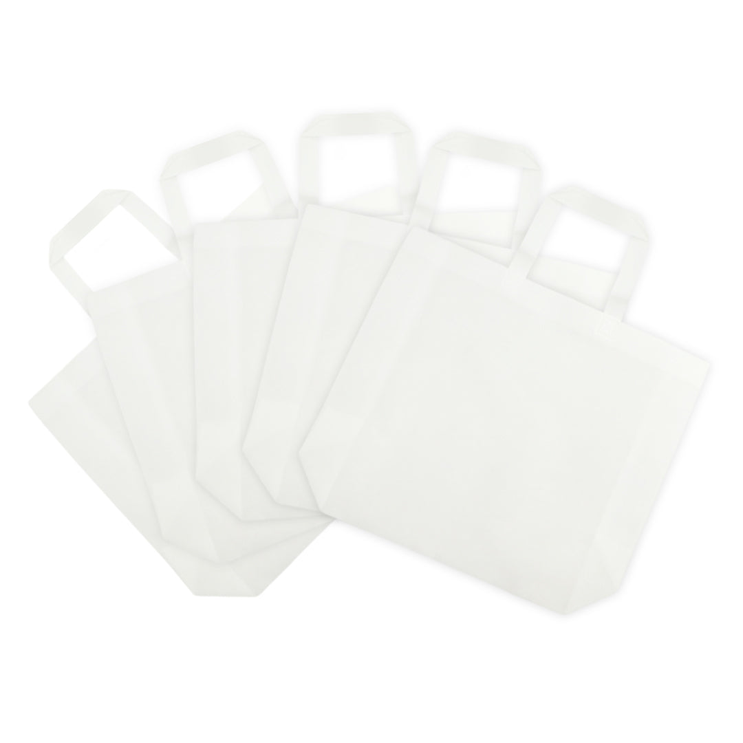 Pack of 50 White Coloured 35x25x10cm Non-Woven Bags with Handle