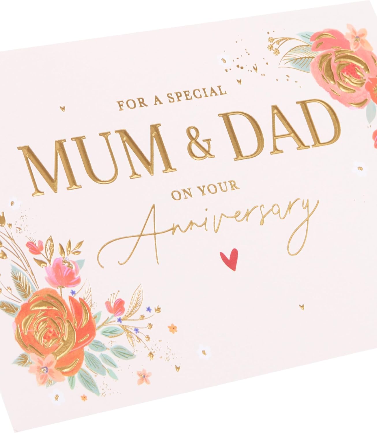 Gold Text Design Mum & Dad Wedding Anniversary Congratulations Card