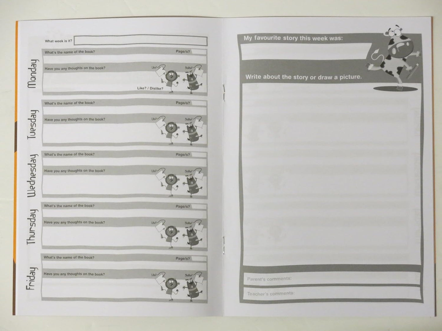 Silvine A5 Orange Cover Reading Record Book - Key Stage 1