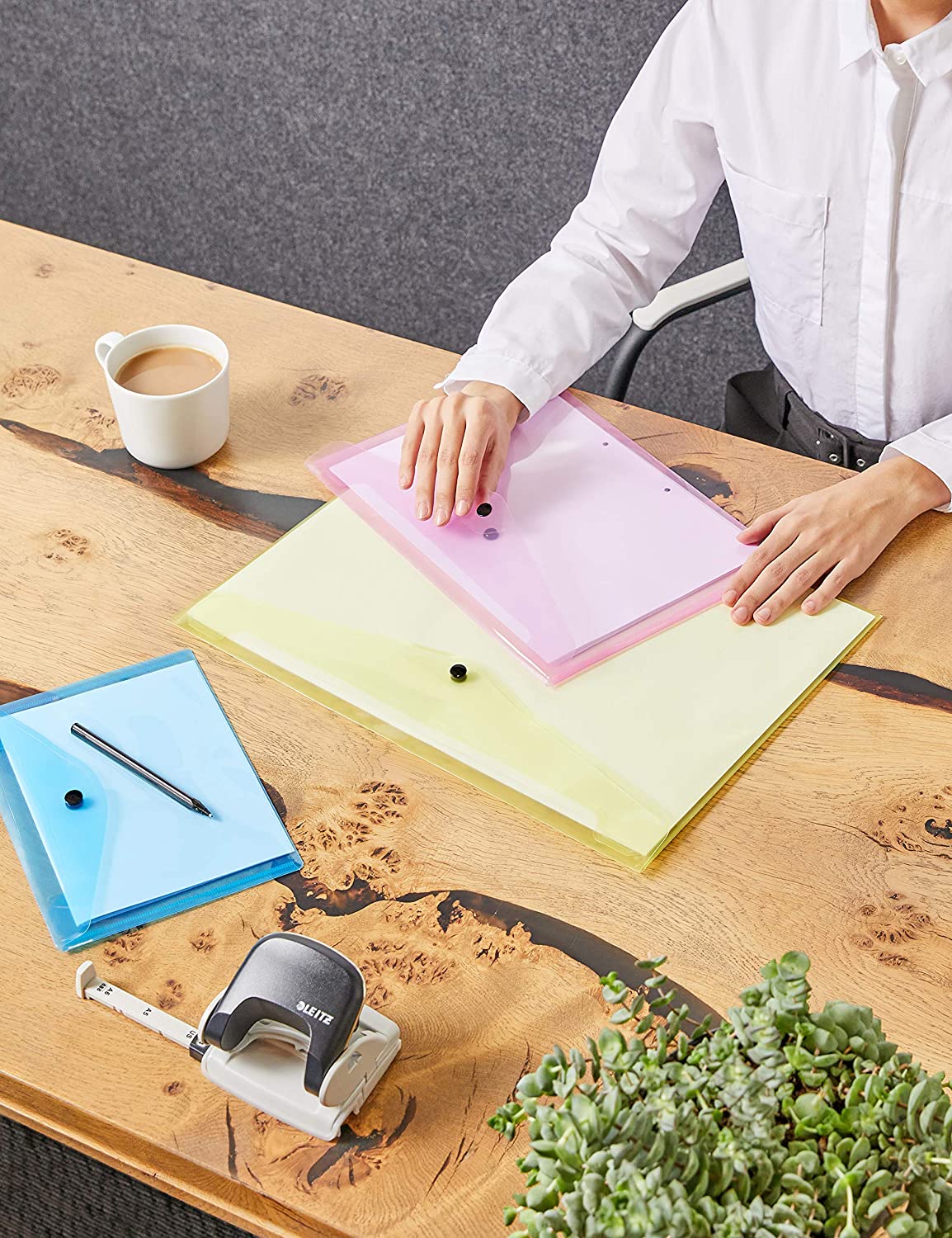 Pack of 12 Janrax A3 Orange Document Wallets - Button Stud Folder