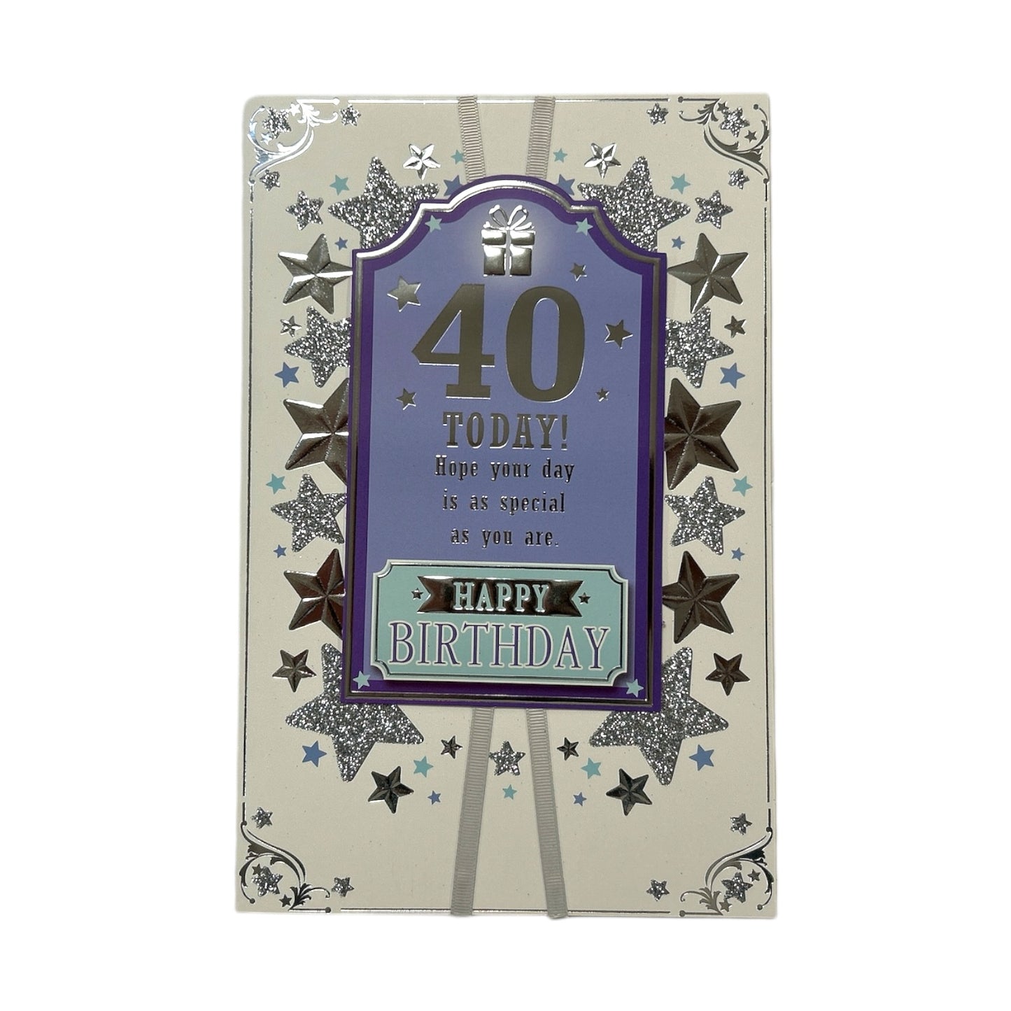 Age 40 Male Silver Stars Birthday Card