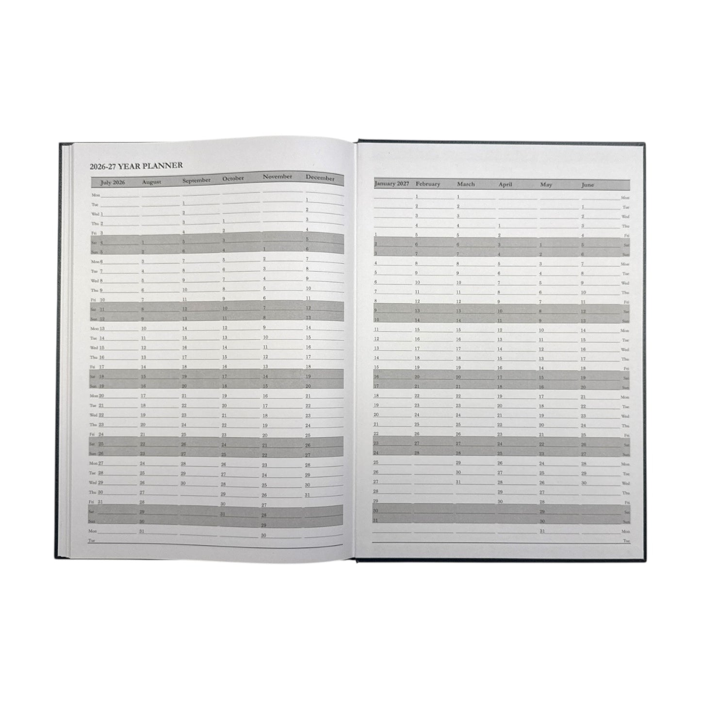Janrax 2025-2026 A4 Week to View Black Academic Diary