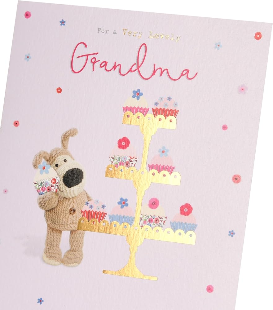 Boofle with a Big Cake Stand Grandma Birthday Card