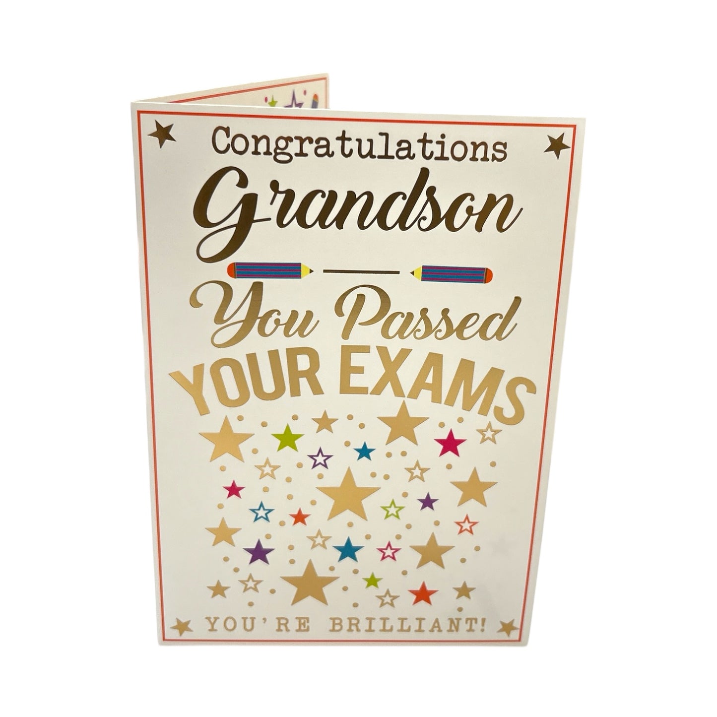 To Grandson You Passed Your Exam Stars Design Congratulations Card
