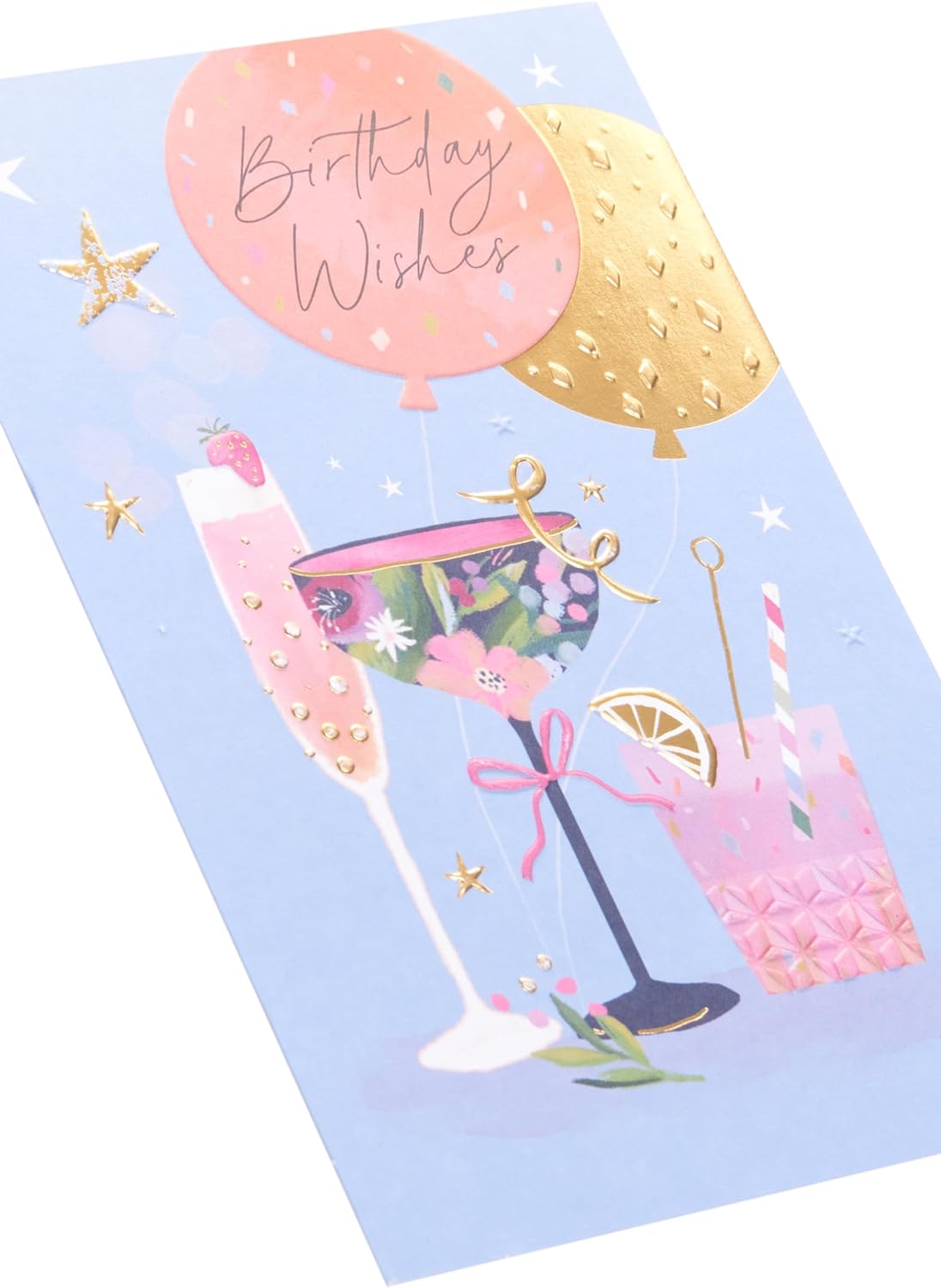 Floral Cocktail Design Birthday Wishes Card