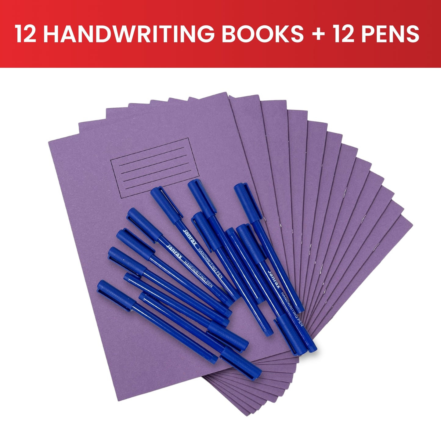 Set of 12 A4 Handwriting Books with 12 Blue Handwriting Pens