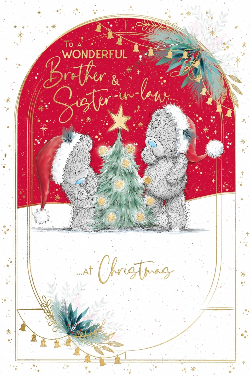 Bears By Xmas Tree Brother And Sister In Law Christmas Card