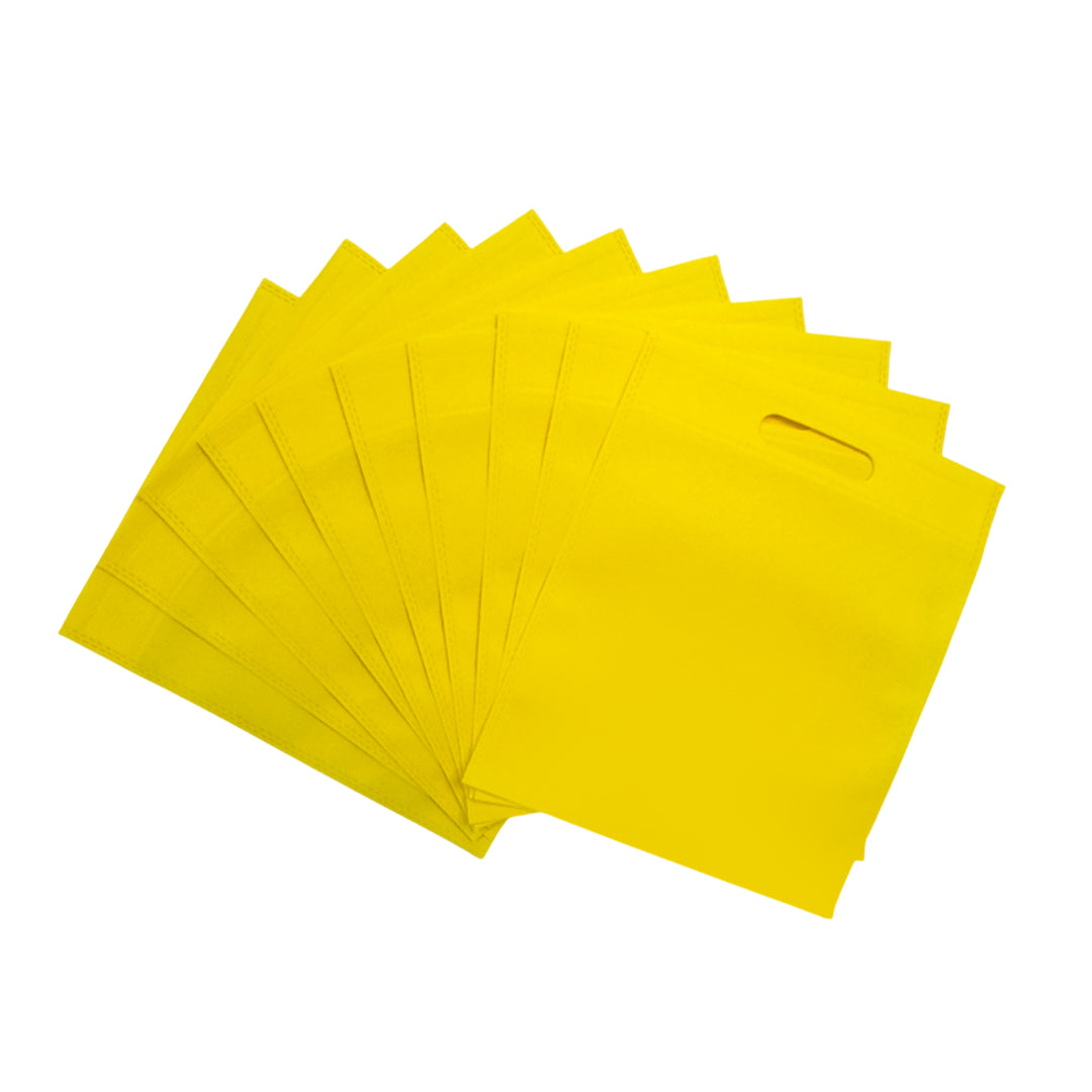 Pack of 100 Yellow Coloured 30x25cm Non-Woven Patch Handle Bags