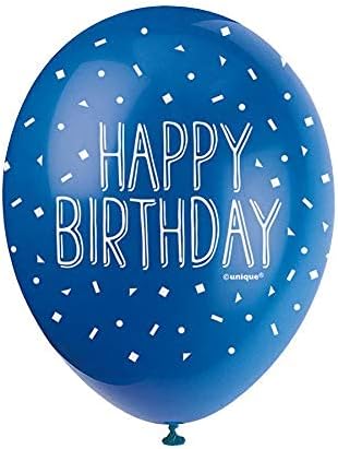 Pack of 5 Blue Theme Happy Birthday 12" Latex Balloons