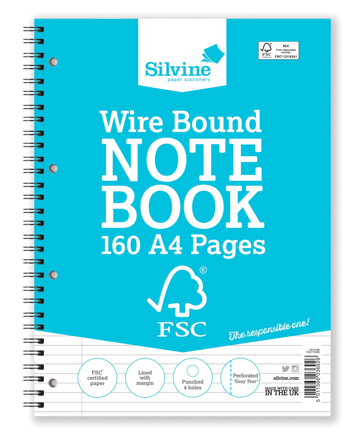 A4 FSC Certified Wirebound Notebook 160 Pages
