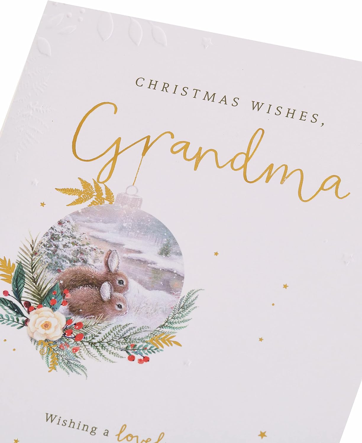 Grandma Christmas Card Cute Rabbits 