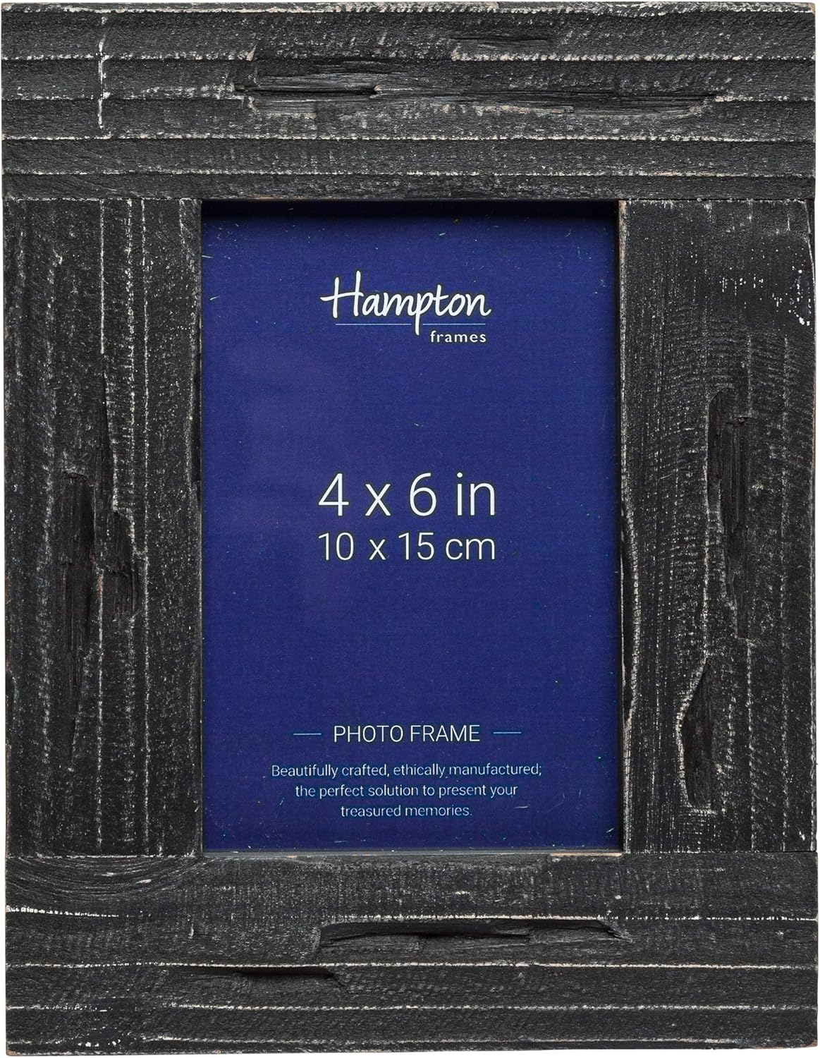 Pack of 6 Hampton Farmhouse 4x6 Distressed Black Painted Wood Photo Frames