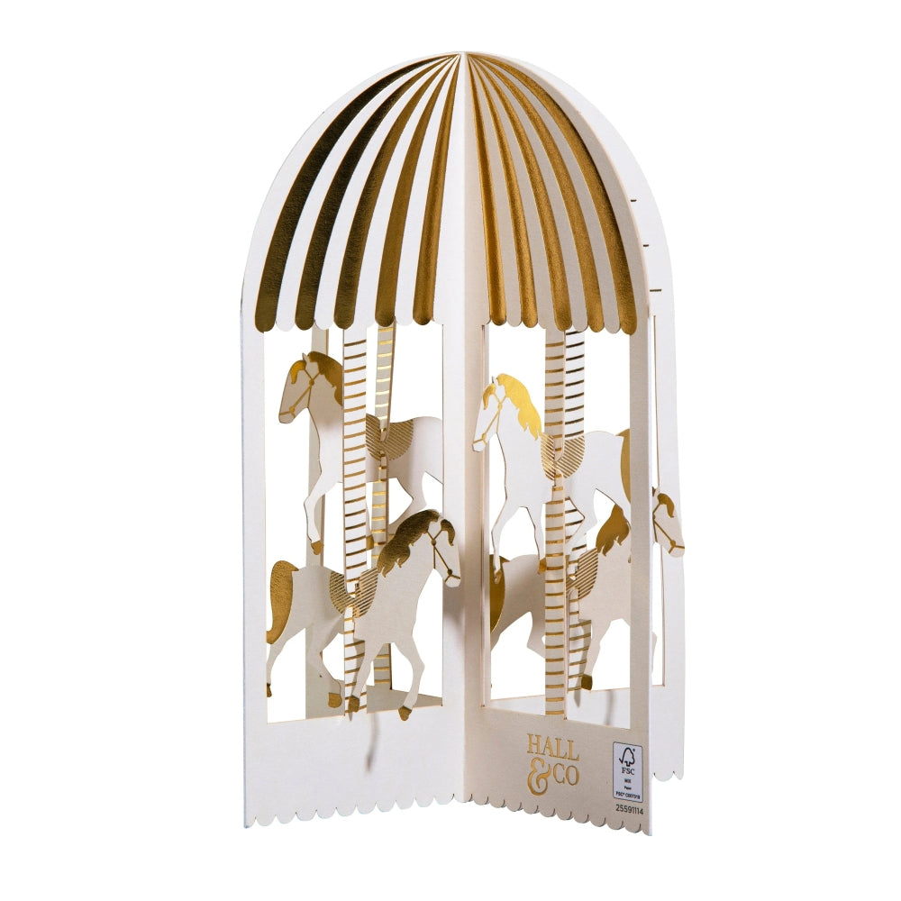 Pop Up 3D Vintage Carousel Greeting Card Paper Fables