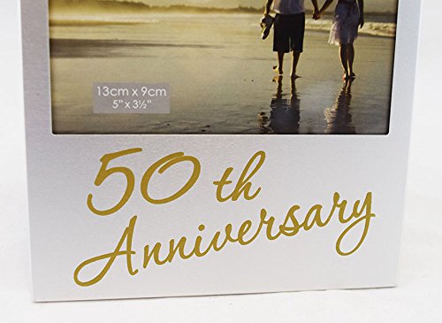 Golden 50th Wedding Anniversary Gift Photo Frame - 5"x3.5"