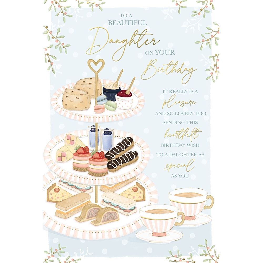 Afternoon Tea Theme Beautiful Daughter Birthday Card